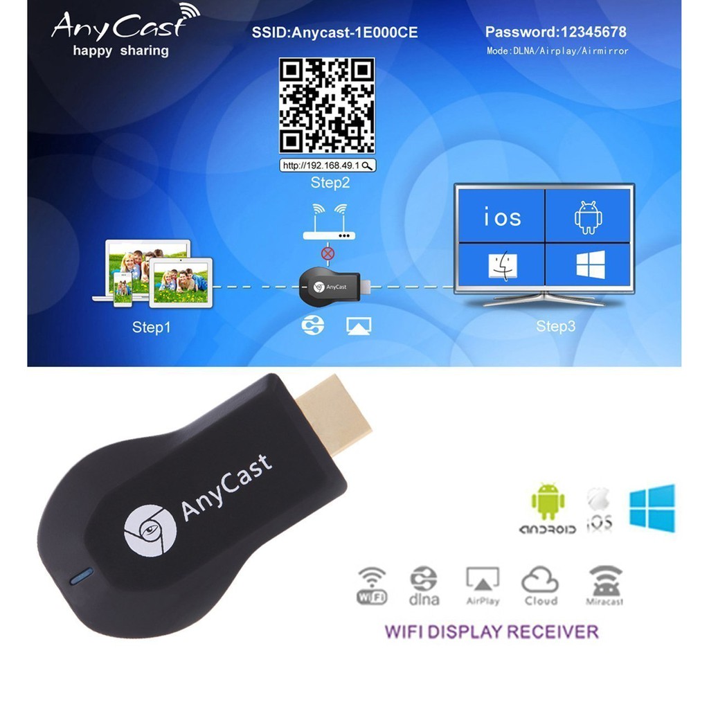 USB Wireless Anycast Ezcast M2 Miracast HDMI Dongle Wifi Reciever