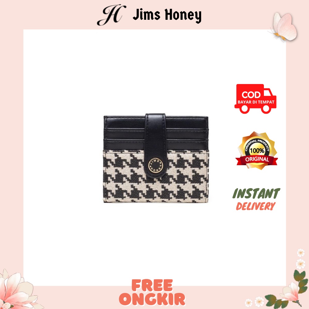 Jimshoney Fenty Wallet - Dompet Mini Wallet Wanita Dompet Lipat Motif Houndstooth Kotak Kotak Jims H