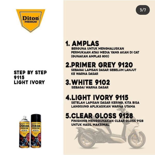 Pilok Pilox DITON Premium V9115** Light Ivory / 9115 Putih Gading Vespa (400cc/400ml)