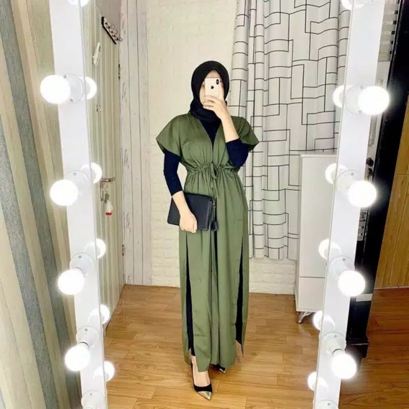 DRESS SEMI OUTER SERUT PINGGANG MOSCREPE