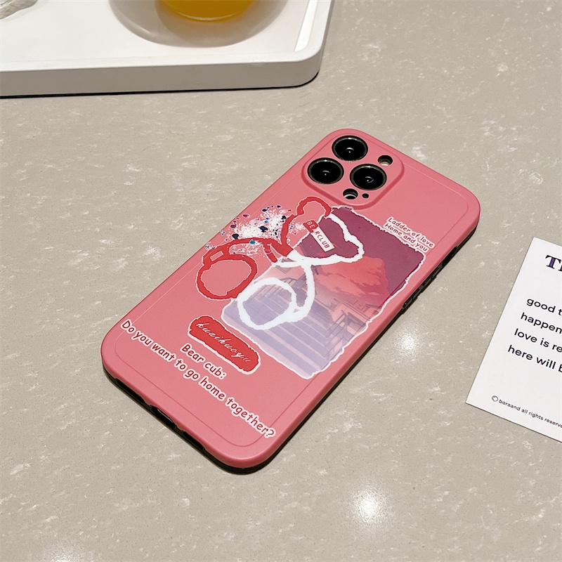 Casing Iphone X XS MAX 11 Pro MAX 12 13 Pro MAX Motif Beruang Warna Pink