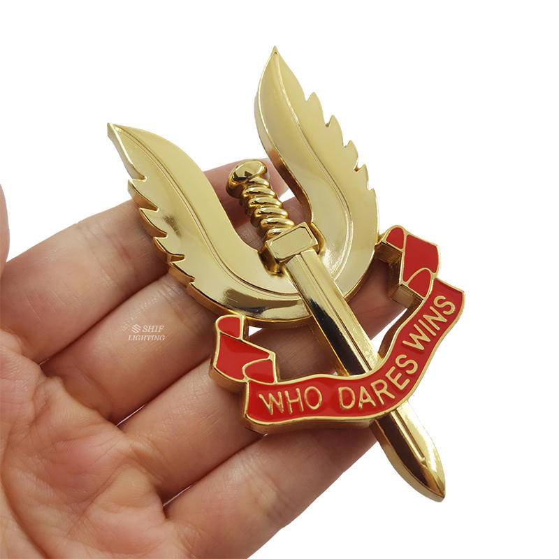 1pc Stiker Emblem Logo Sas Who Dares Wins Bahan Metal Untuk Bagasi Belakang Mobil Sas
