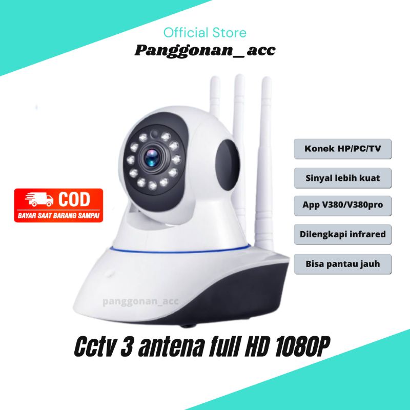 Ip Camera cctv V380/V380 Pro 3 antena wireless HD 1080P