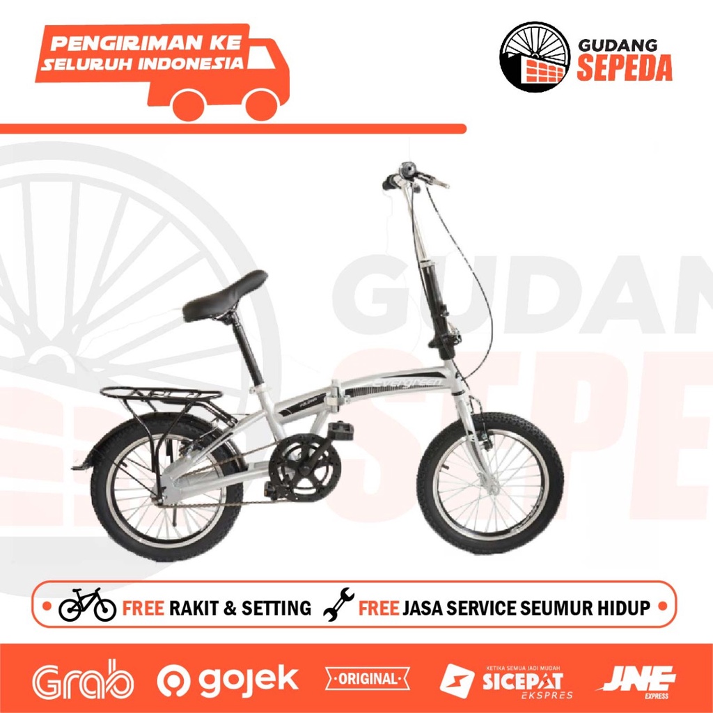 Khusus Gojek/Grab Instan Sepeda Lipat murah Evergreen 16 1 & 7 speed Termurah Original Taiwan single speed SNI-1