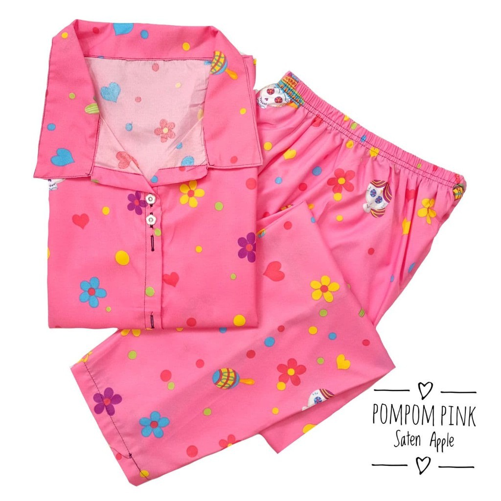 IZANY Piyama Dewasa CP size EROR saten apple-POMPOM PINK