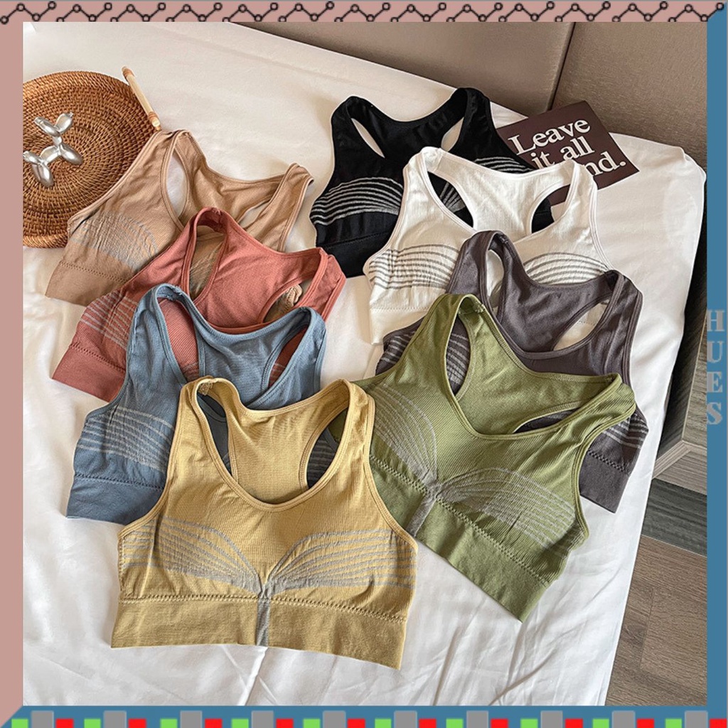 HUES.ID Sport Bra Tanpa Kawat Gym Sport Bra Wanita Import 1110