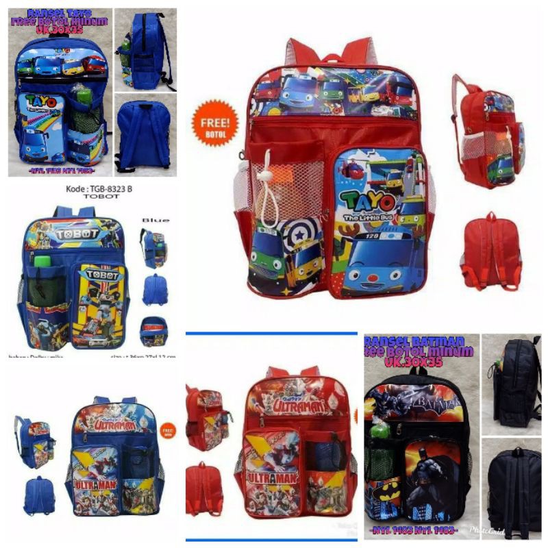 Tas anak sekolah Tas motif tobot Ransel anak  free botol minum