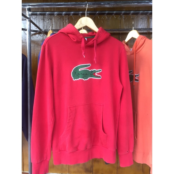 hoodie lacoste big logo second original merah