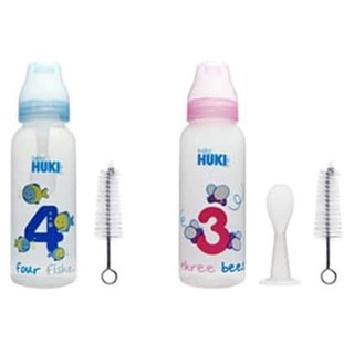 Huki Botol Weaning 260ml with Spoon Botol Susu Bayi 9oz + Sikat Botol