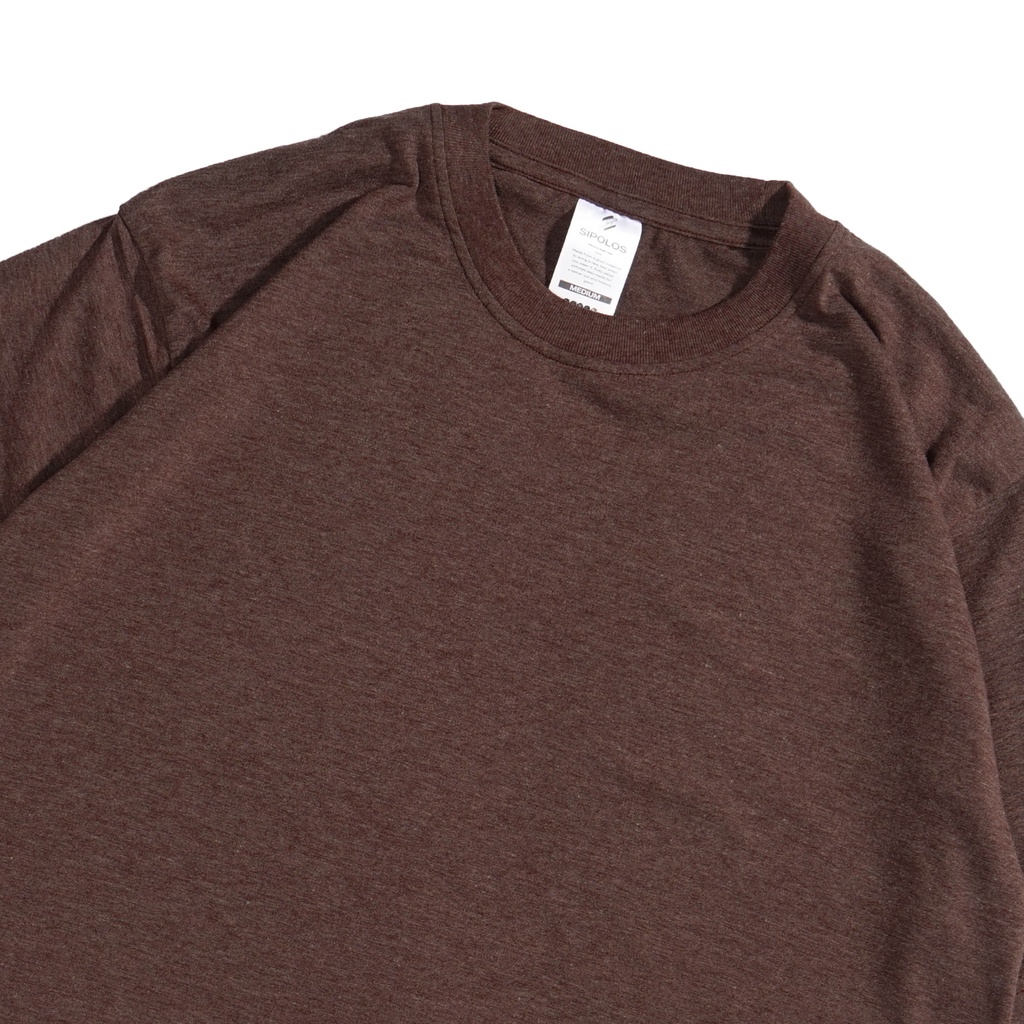 Sipolos Kaos Polos Pria Wanita Lengan Pendek Cotton Twotone Regular Fit-Dark Choco
