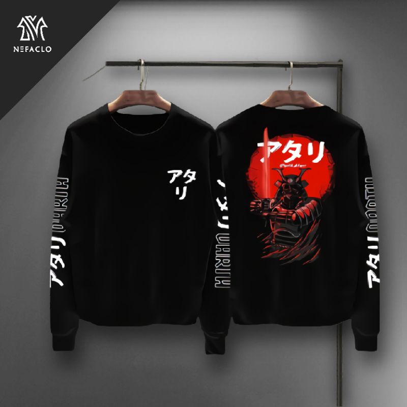 NEFACLO- BAJU KAOS SABLON DISTRO LENGAN PANJANG DESAIN SAMURAI JEPANG MURAH BAHAN COTTON COMBED ASLI