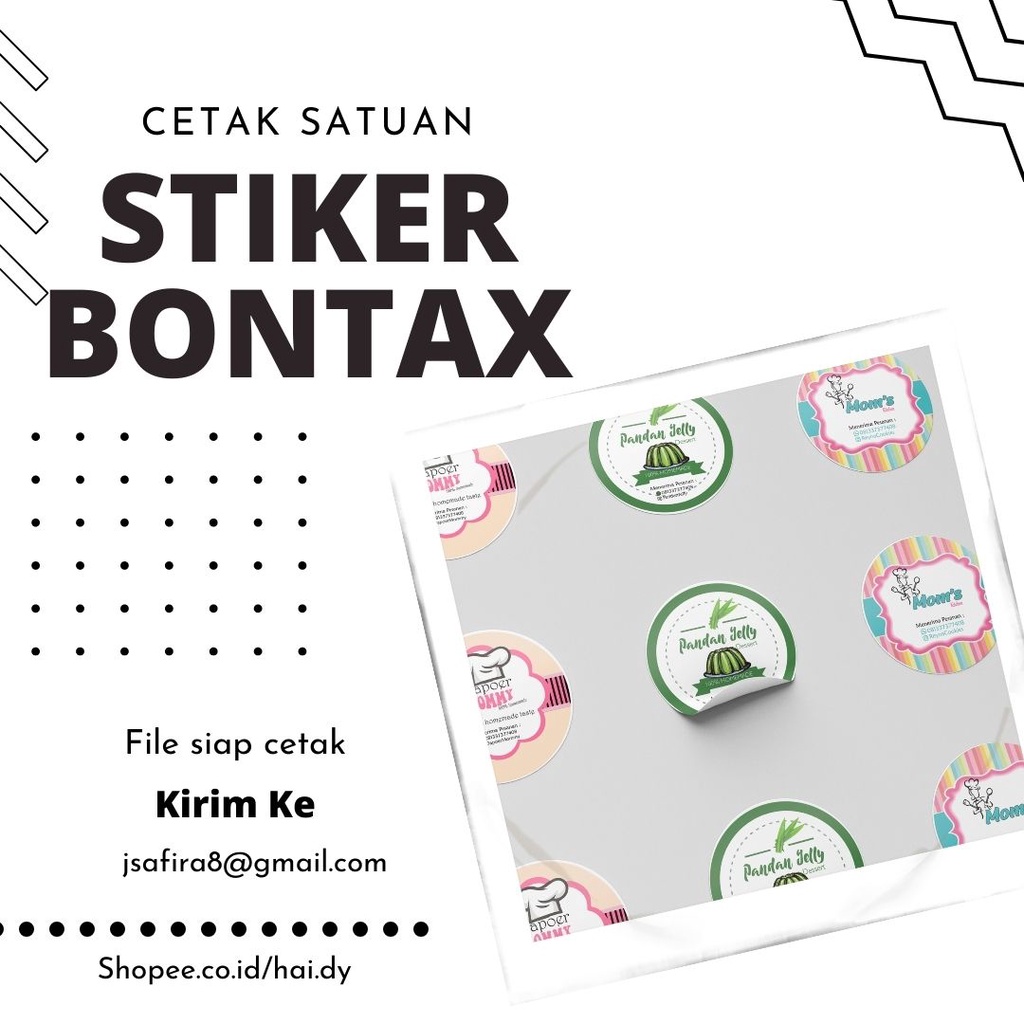 

[Siap Cetak] CETAK STIKER BONTAX SATUAN | CETAK STIKER KEMASAN | CETAK STIKER LOGO