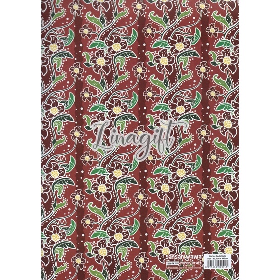 ( 5 Lembar ) BATIK SANWA - KERTAS KADO COKLAT JAWA - GIFT WRAP PAPER SANSAN WAWA CLASSIC EUSTHATIC