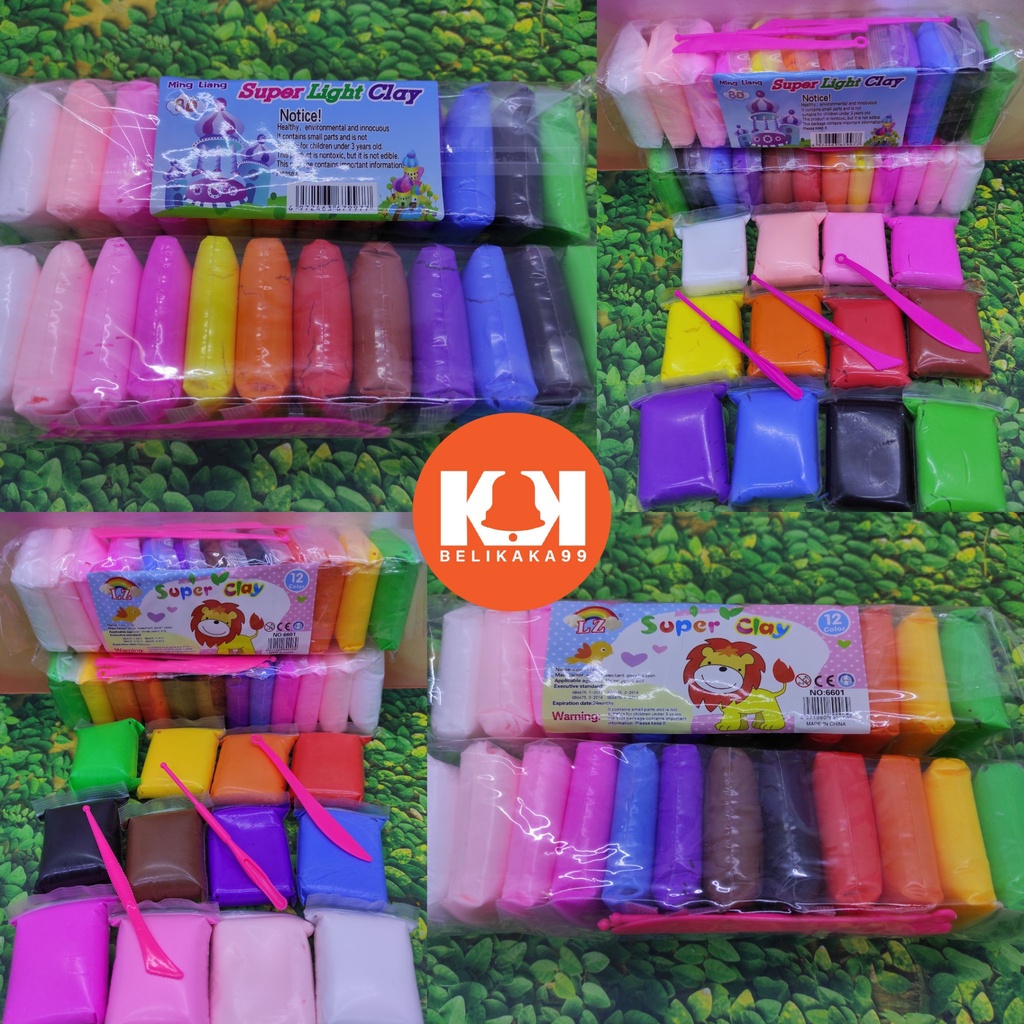 CLAY MAINAN ANAK POLYMER 12 WARNA CLAY EDUKASI SLIME MURAH