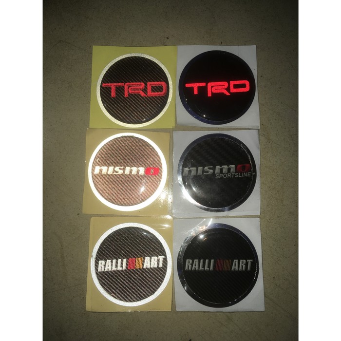 Emblem Sticker / stiker Timbul Logo Dop Velg  TRD, Nismo, Ralliart (Reflective)