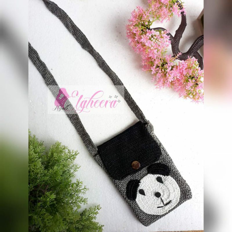 [HUSNA COLLECTION] Tas Hp Panda / TAS RAJUT MOTIF PANDA