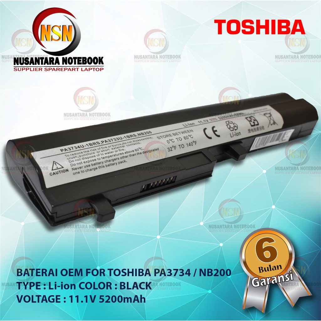 Baterai OEM For Toshiba PA3734U / NB200 NB201 NB202 NB250 BLACK