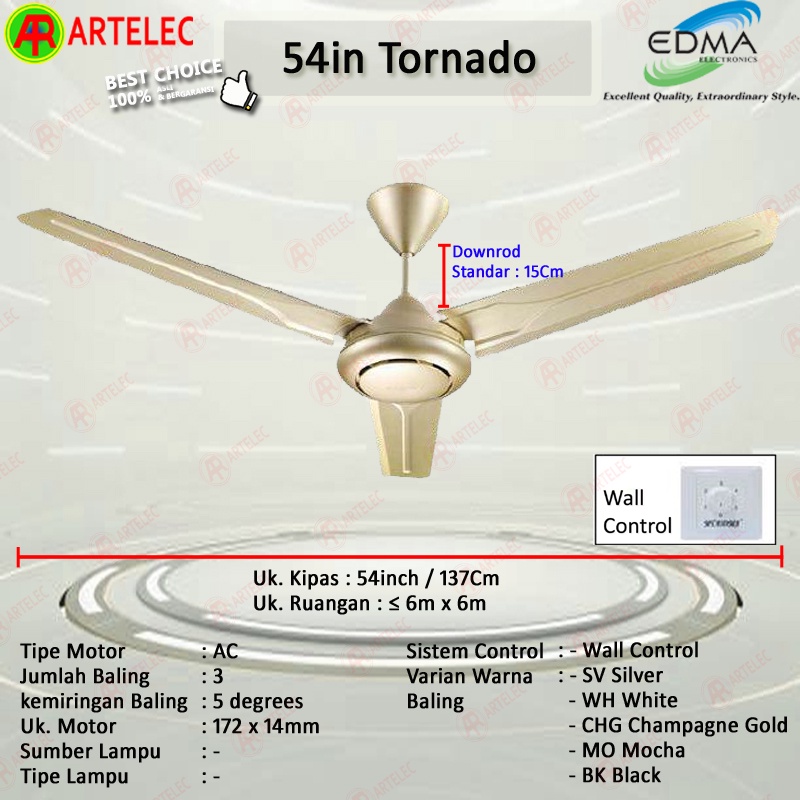 Kipas Angin Gantung MT EDMA 54in TORNADO Kipas Angin dekorasi Kipas Angin Plafon mt edma