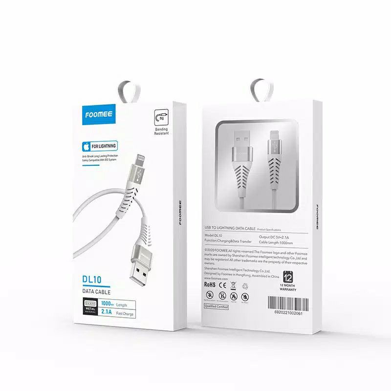 Kabel Data Foomee Lightning Usb iPhone DL10 2.4A / Data Cable Charger iPhone iOs