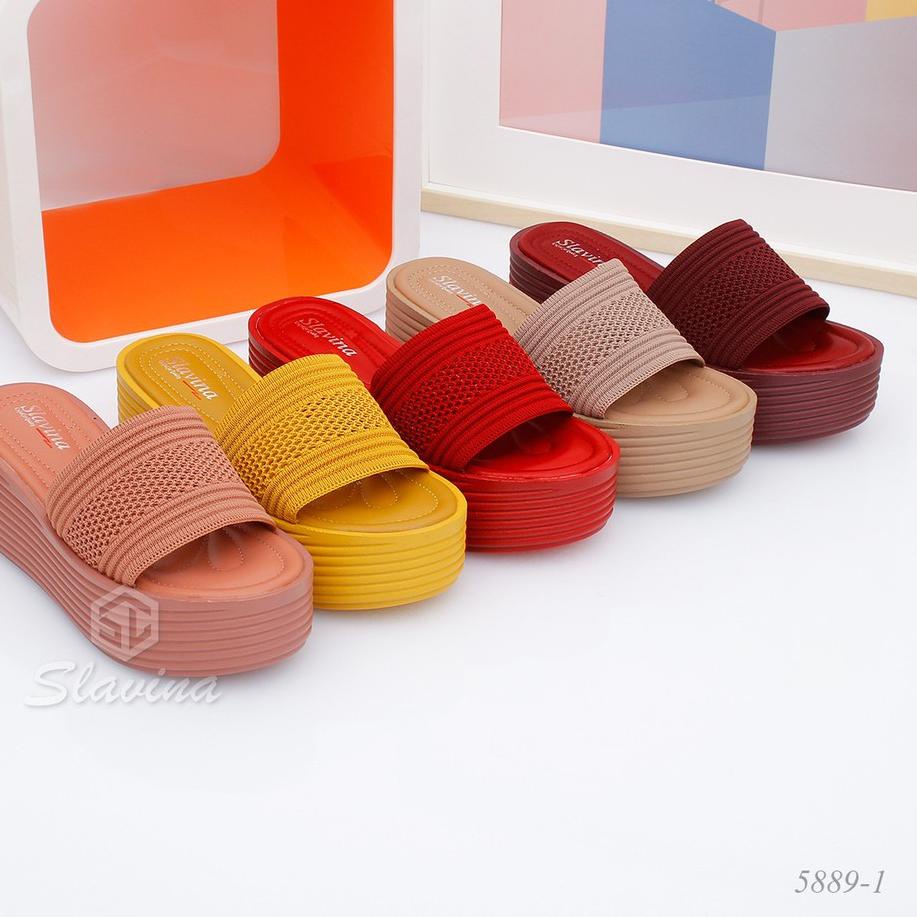 Kekinian Sandal Slavina Vioele Wedges Series #5889-1 ,,