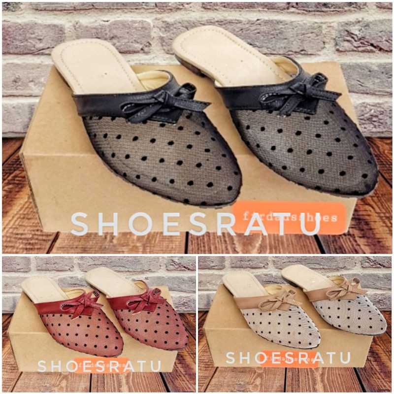 sandal /sepatu wanita hak 1cm/sandal bustong brukat