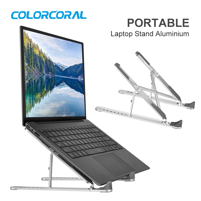 ColorCoral Stand Holder Laptop Aluminum Portable Adjustable Foldable Desktop Ventilated Cooling Holder for Laptop