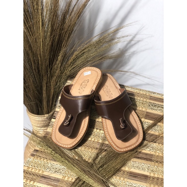 Sandal Pria Kulit Asli Tarumpah Karet Matang / Sandal Kulit Asli / Sandal Tarumpah / Sandal Bido Asl
