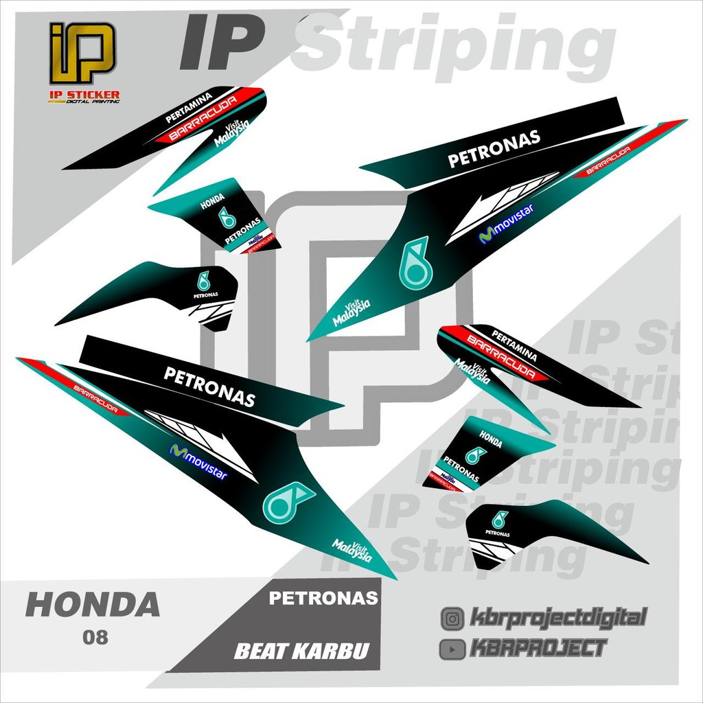 STRIPING BEAT KARBU - Sticker Striping Variasi List Honda Beat Karbu 08 Racing Terlaris PETRONAS