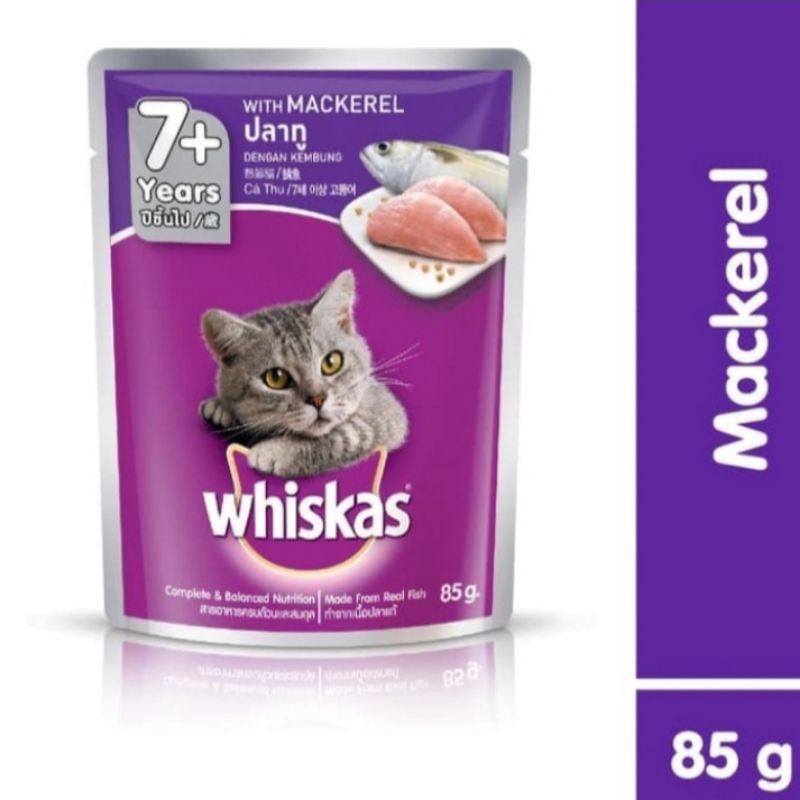 pouch whiskas senior 85g whiskas makarel 7 +