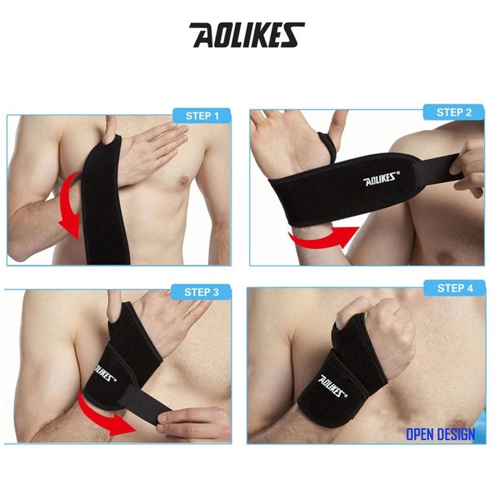 Aolikes Wrist Support Strap Gym Band Wrap Deker Pergelangan Tangan