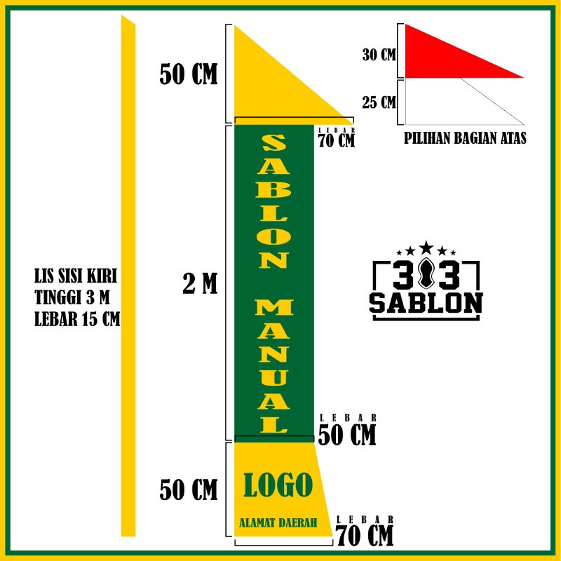 Sablon umbul umbul 3 Meter