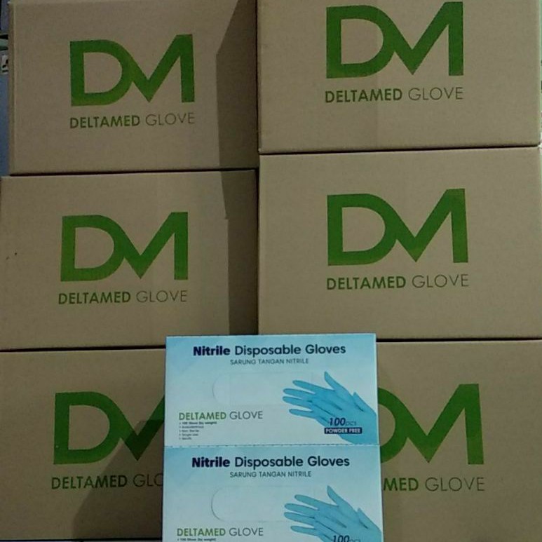 [100 pcs] NITRILE DISPOSABLE/ EXAMINATION/ SARUNG TANGAN MEDIS/ INDUSTRI/ DELTAMED GLOVE