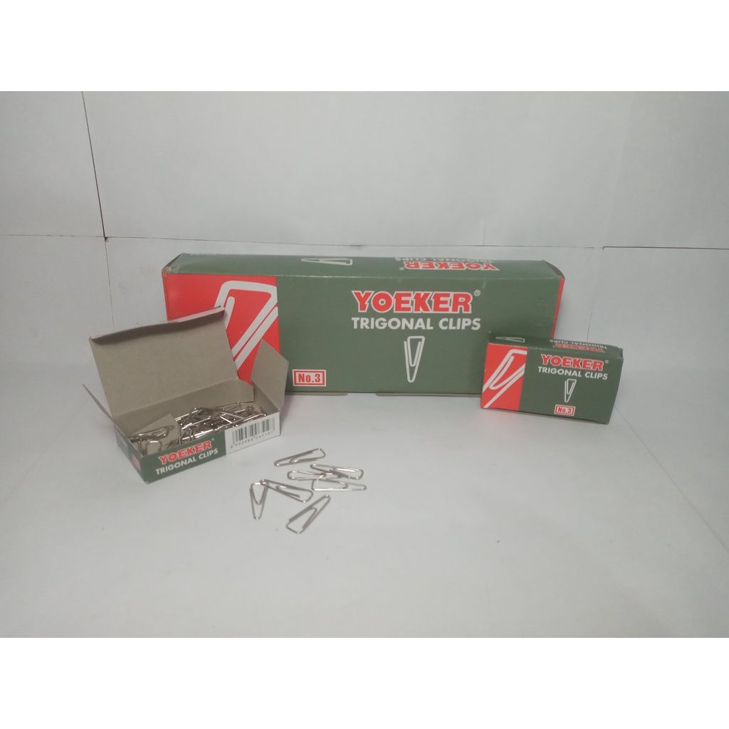 

[Cuci Gudang] Penjepit Kertas Segitiga YOEKER Trigonal Clips No. 3 Isi 50 Pcs