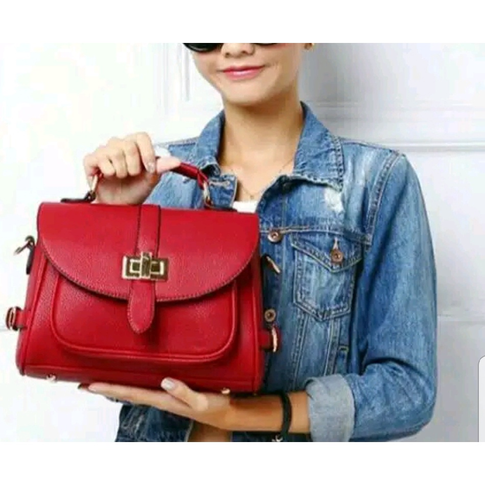 PROMO 7.7 - TAS SELEMPANG WANITA RIANA KULIT UKURAN 27x18x10 CM | TAS BAHU WANITA MERAH, ABU, KREM, COKLAT, HITAM | TAS SELEMPANG WANITA KULIAH, KERJA, TRAVELLING | SOPHIE FAIRIESE T3036P3 ESMONIA LOPPER HARDWARE GOLD ORIGINAL SERI E1416 U2