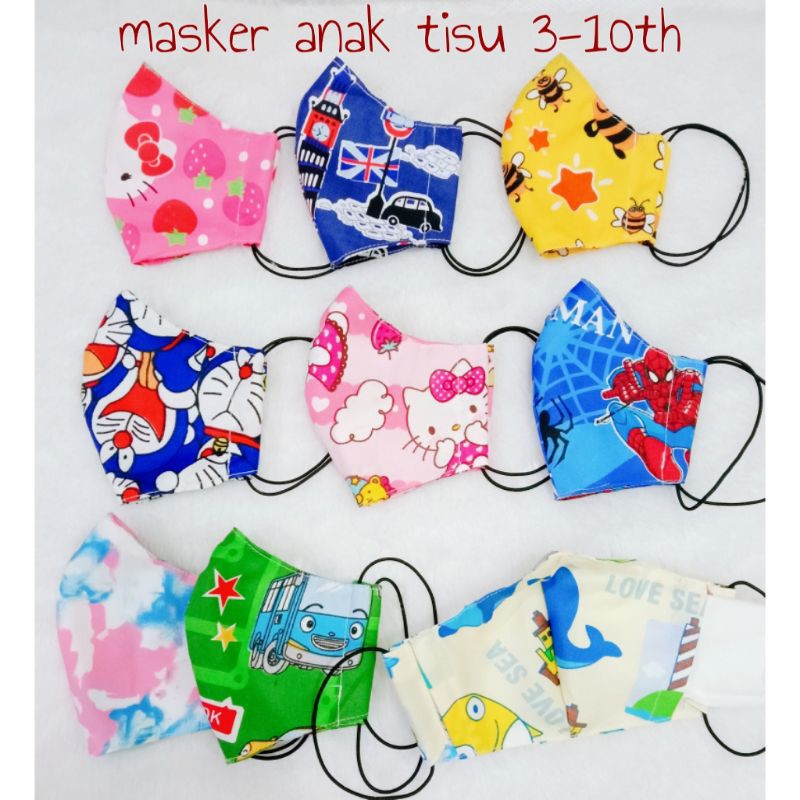 Bisa diisi tisu !! Masker anak 2 lapis kualitas bagus