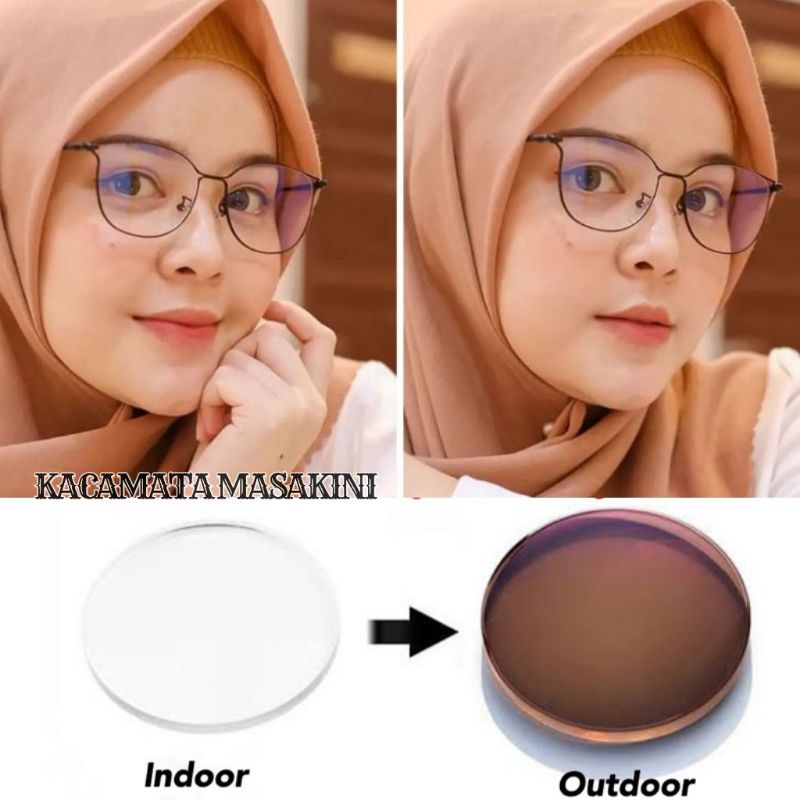 PHOTOCROMIC BROWN KACAMATA MINUS KACAMATA WANITA