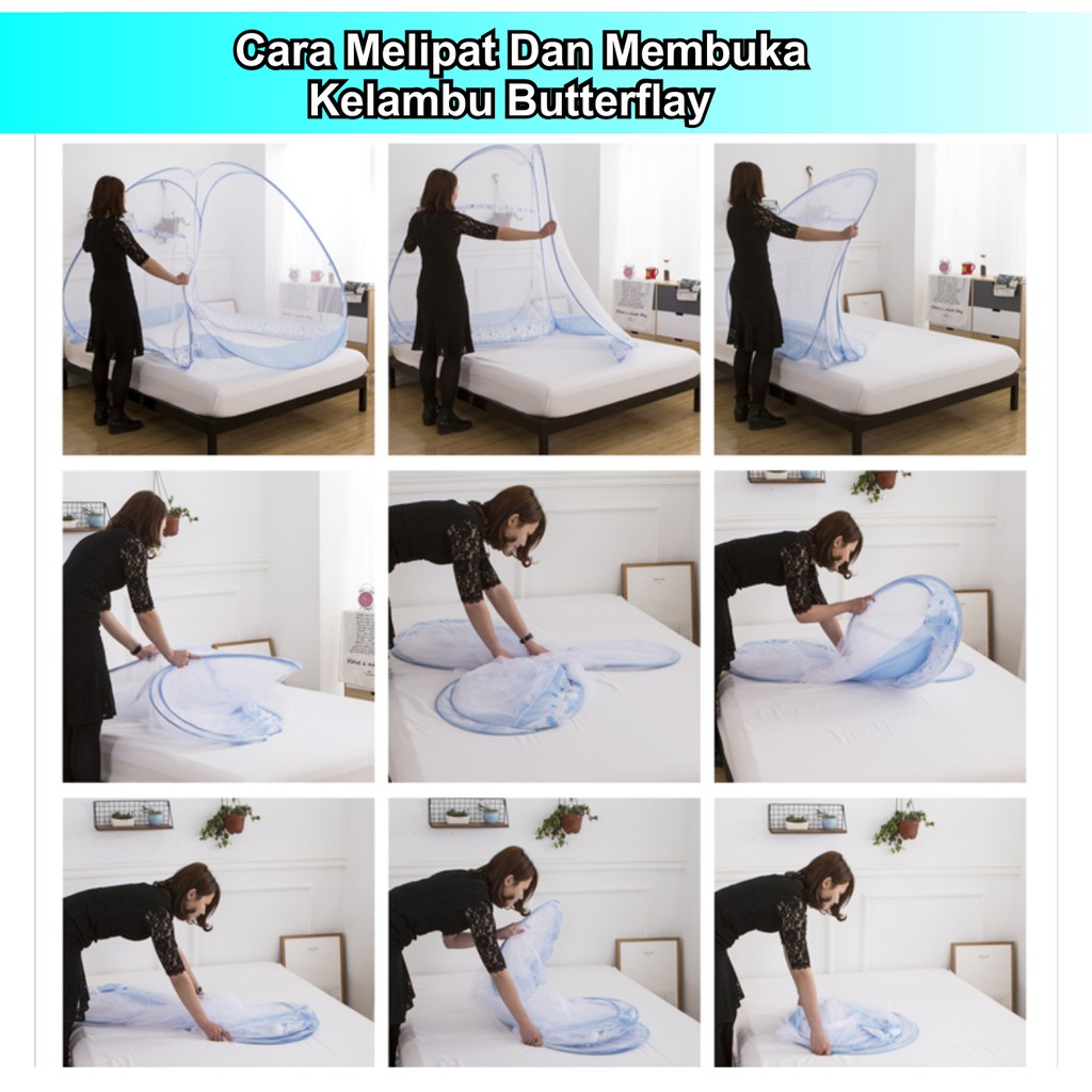 Kelambu Butterfly 180 &amp; 200Cm Kelambu Tenda Anti Nyamuk - Mudah Dilipat - Worldhome