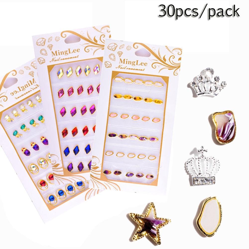 Agustina DIY Dekorasi Nail Art Charms Berlian Hati Berbagai Bentuk Bintang Manikur Aksesoris Hiasan Kuku Glitter Kaca Charms