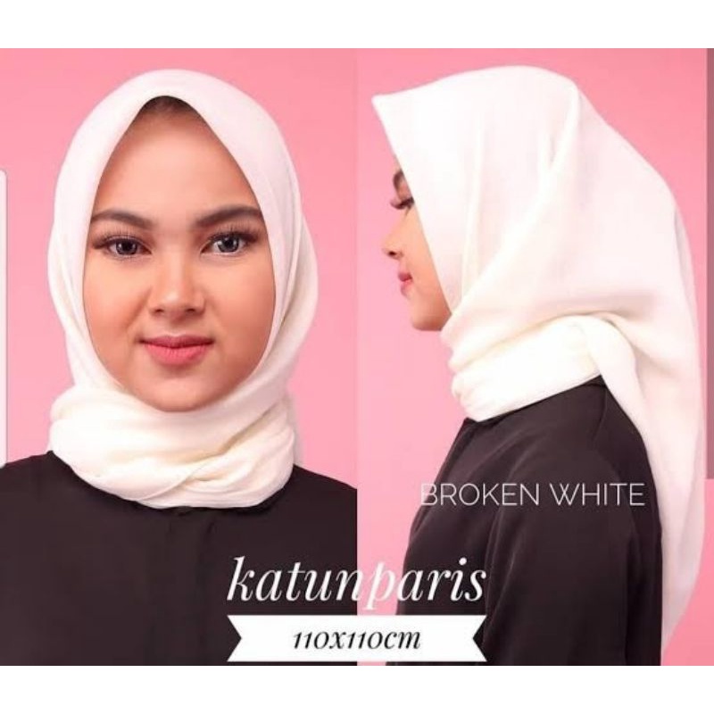 Hijab segi empat paris premium polos by : catlyn carla-Broken white