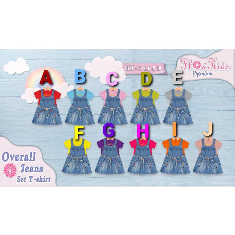READY STOCK FLOWKIDS PREMIUM OVERALL JEANS/ROK JEANS ANAK/OVERALL JEANS ANAK/ROK KODOK ANAK/ROK MONY