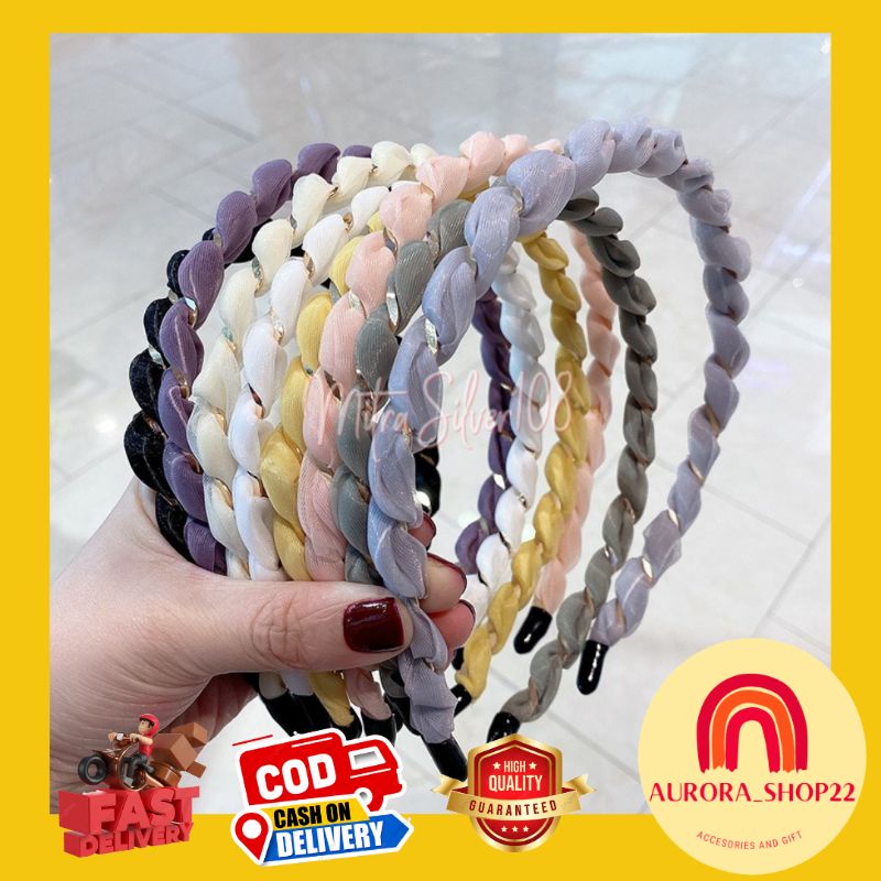 [COD] BANDO KOREA KERUT LILIT EMAS ELEGAN PREMIUM IMPORT WARNA WARNI CANTIK