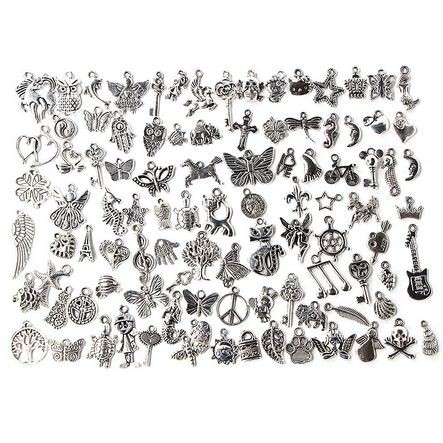 Silver Charm Mixed Pattern - Charm Silver Motif Campur (20pcs)