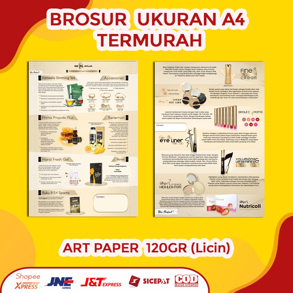 

Cetak Brosur Flyer Katalog A4 Art Paper 120/150gr