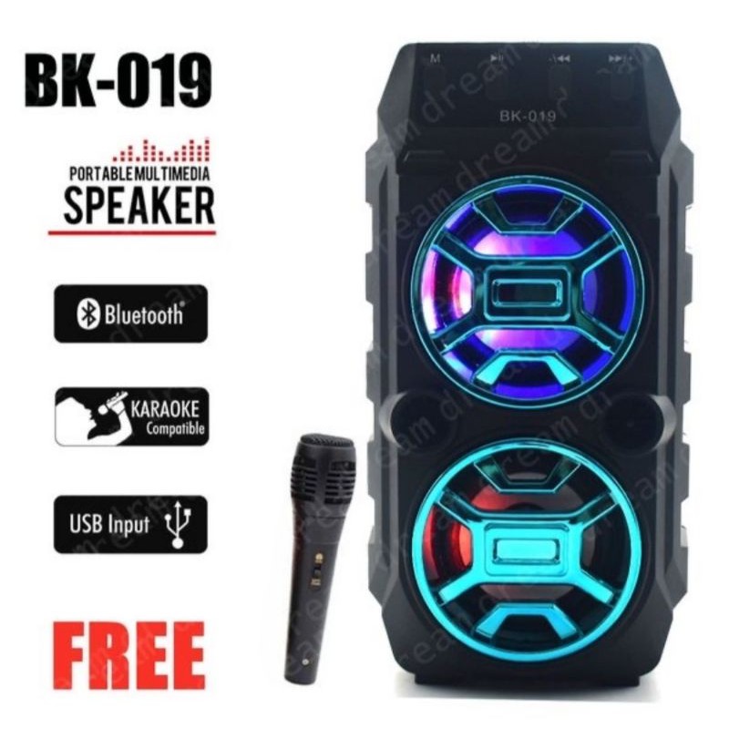 Speaker Bluetooth Karoke BK-019 Gratis Microphone Super Basss /Musik Box Bluetooth /Salon Aktif