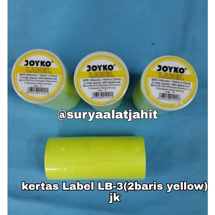 kertas Label LB-3(2Baris hijau/kuning) jk =rp.47.500/1slop=10rol