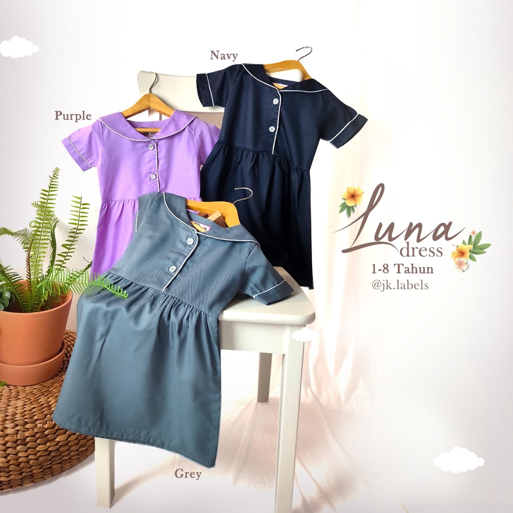 LUNA DRESS BAJU ANAK DRESS FASHION ANAK PEREMPUAN  DRESS BAYI 1 - 8 TAHUN JK