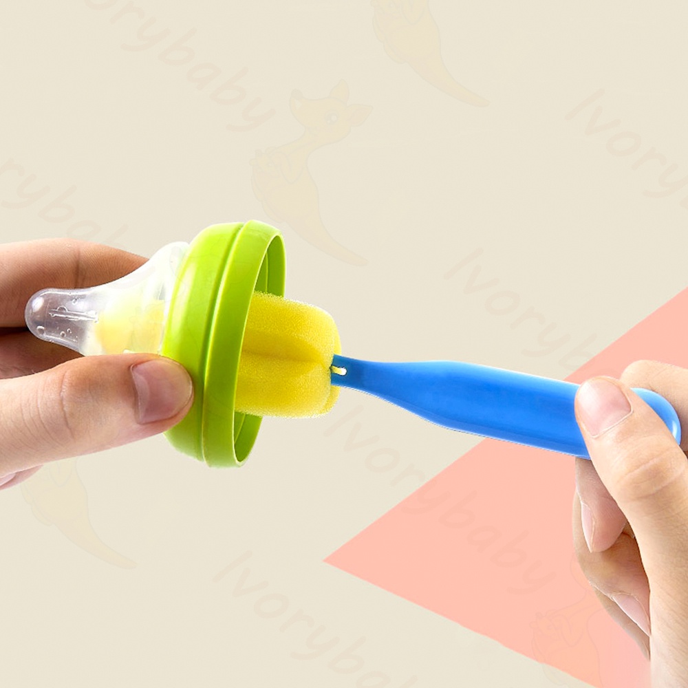 Ivorybaby Pembersih sikat botol susu tongkat spons untuk dot bayi bottle cleaner