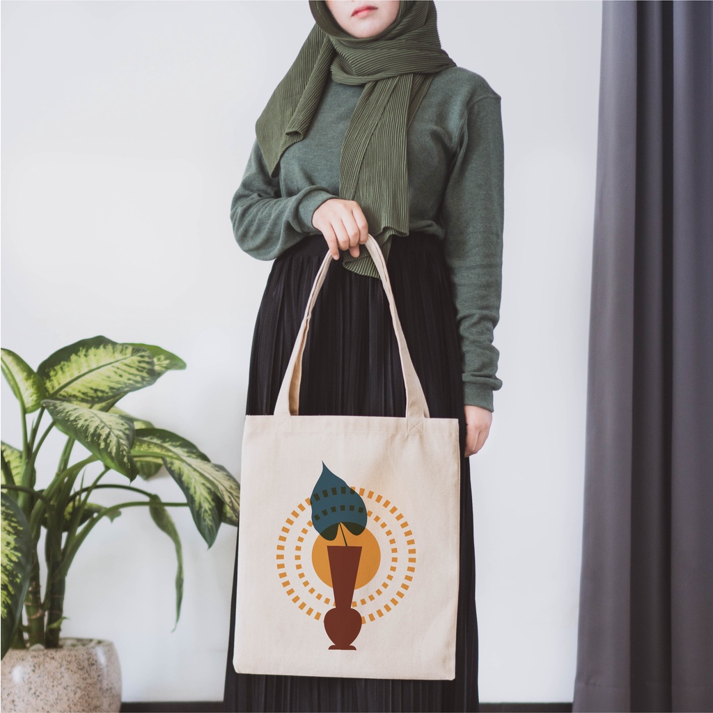 Sevine Tote Bag Kanvas Tas Fashion Totebag Wanita DTF Printing Nordic Aesthetic Series - KPA10