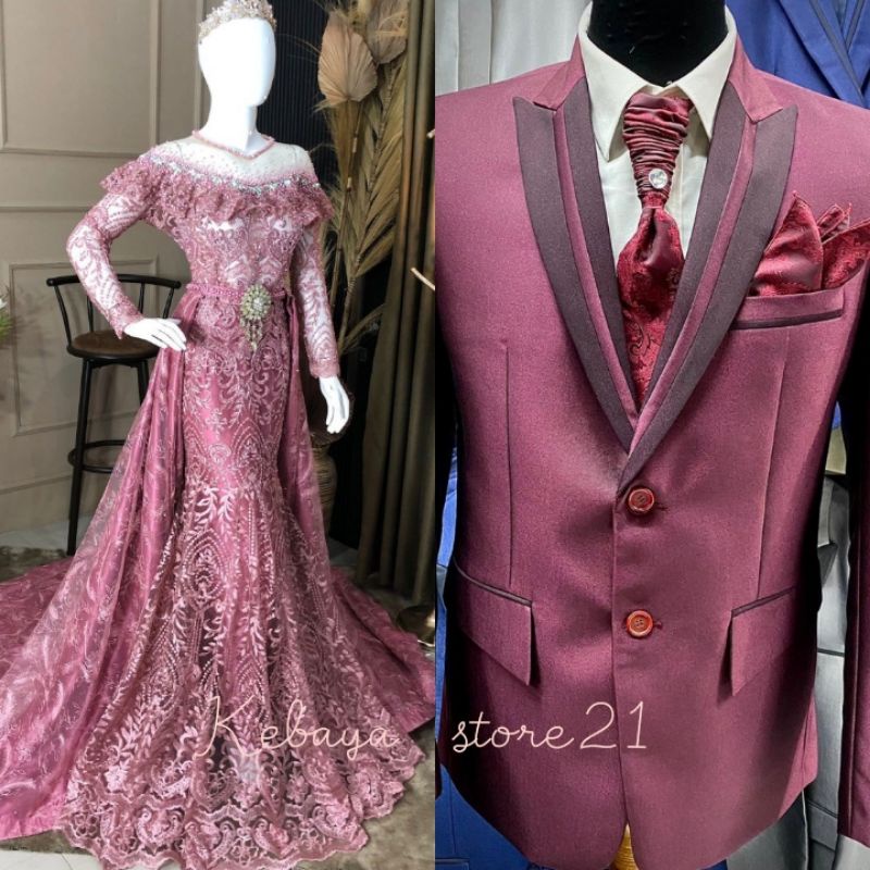 CAUPLE  GAUN  PENGANTEN DUYUNG //CAUPLE JAS PREMIUM / GAUN DRESS WEDDING /BAJU PENGANTIN COUPLE/KEBAYA PENGANTIN BEREKOR/GAUN SLIM MEWAH/BAJU PENGANTIN MODERN