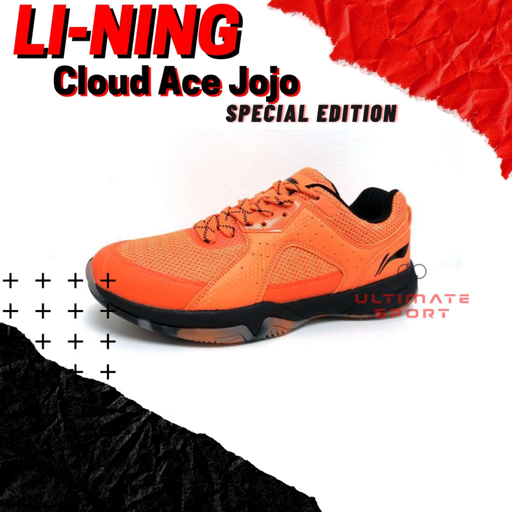 Sepatu Badminton Li-ning Cloud Ace Jojo Special Edition - Orange/Black-